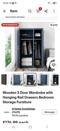 Wooden door wardrobe with - door,