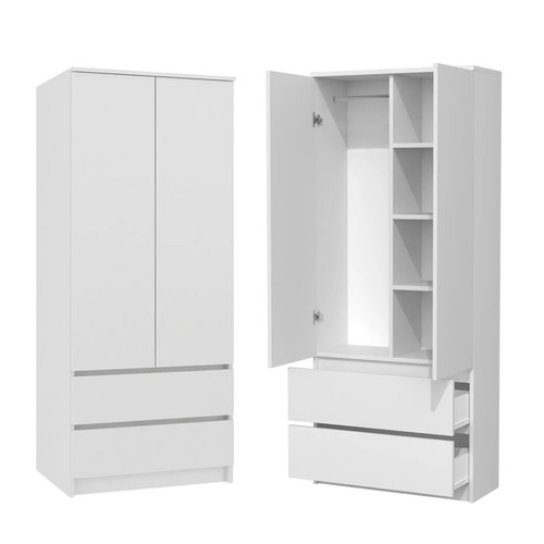 White wardrobe modern door - white,