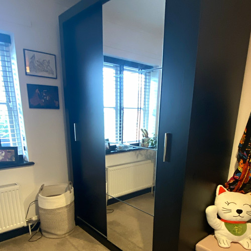 Black freestanding wardrobe - black,